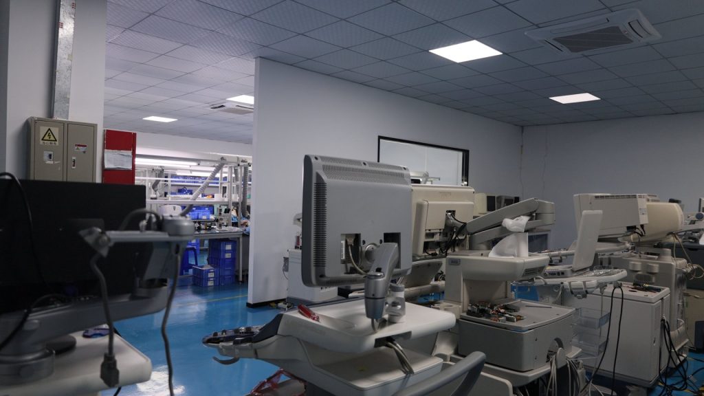 Test room holding ultrasound systems from several manufacturers
